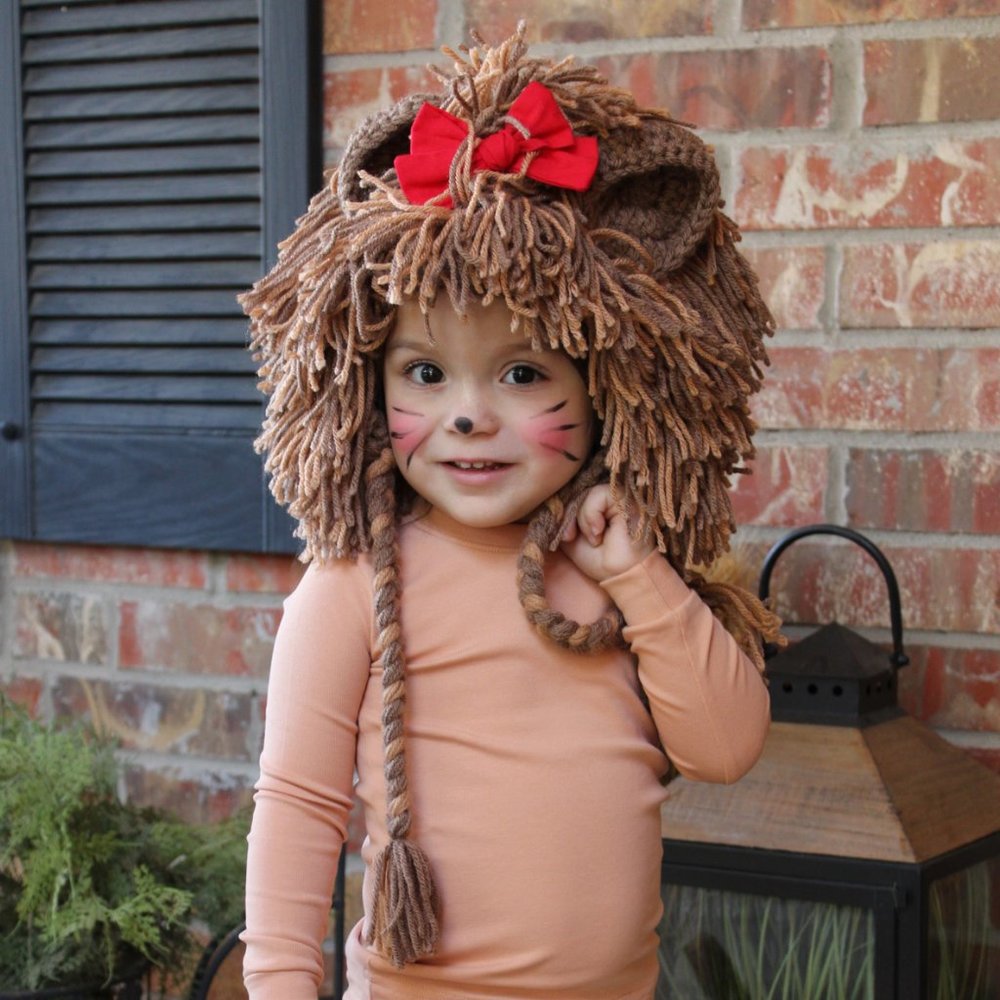 Toddler Lion Costume Hat / Wig for Halloween, Winter Hat or Dress Up Size 2T